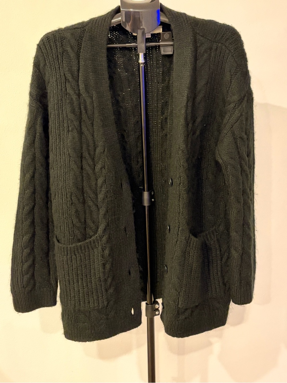 LOFT Black Knit Button Cardigan Sweater